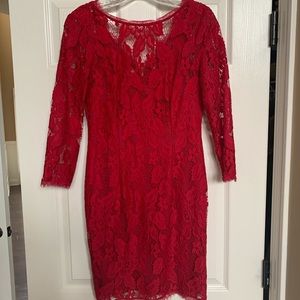 Adrianna Papell Red Lace Dress